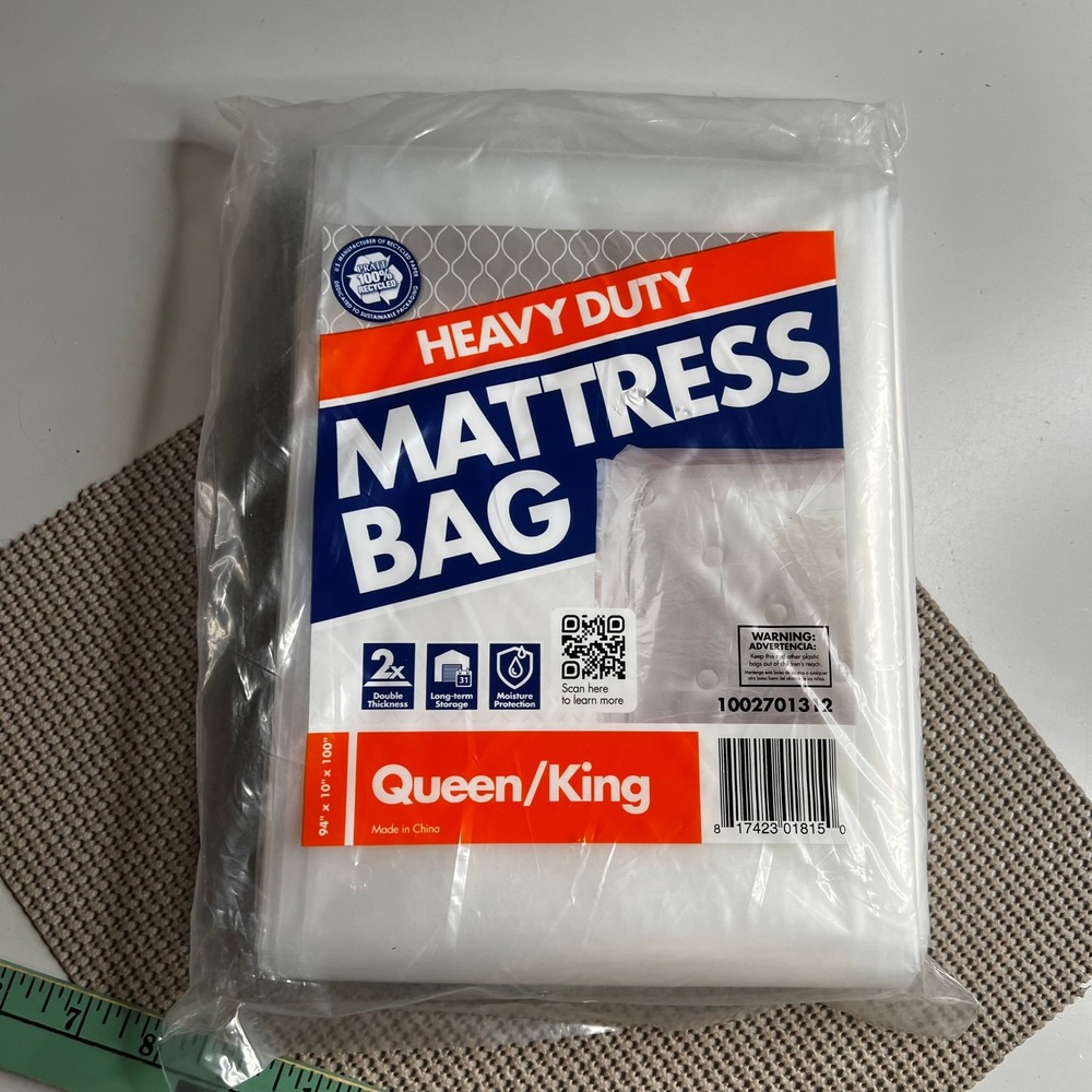 Pratt Heavy Duty Mattress Bag Queen King Size Storage Cover 94x10x100 Clear
